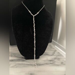INC Elegant Silver Y Necklace with Crystal and Rhinestone Detail NEW